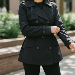 Forever 21 Double-Breasted Navy Trench Coat